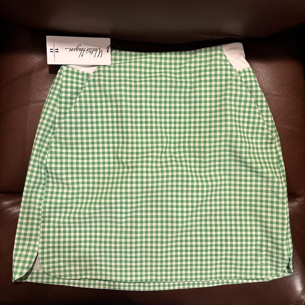 Walter Hagen Performance 11 Green Gingham Golf Skort XS 18 Inch Length NEW